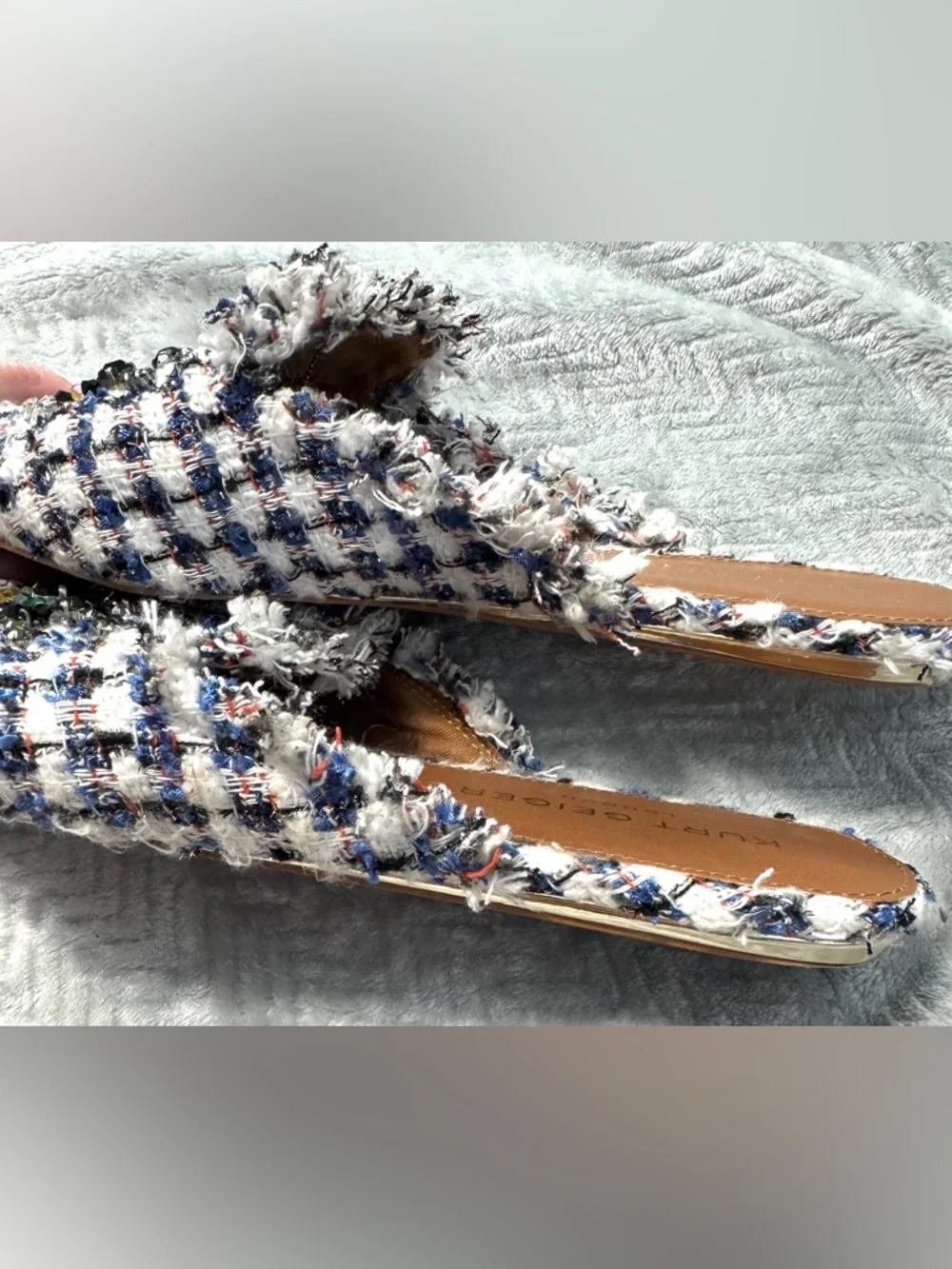Kurt Geiger London Tweed Evil Eye Mule Flats Pointed Toe EU 42 Designer Slip On - Picture 7 of 11